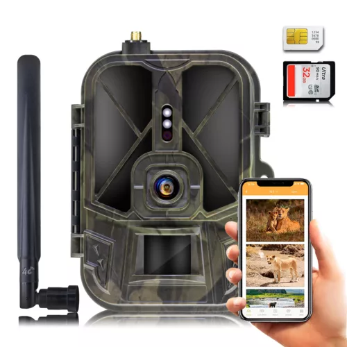 Caméra de chasse 4G 4K 36MP avec vision nocturne et batterie 8000mAh