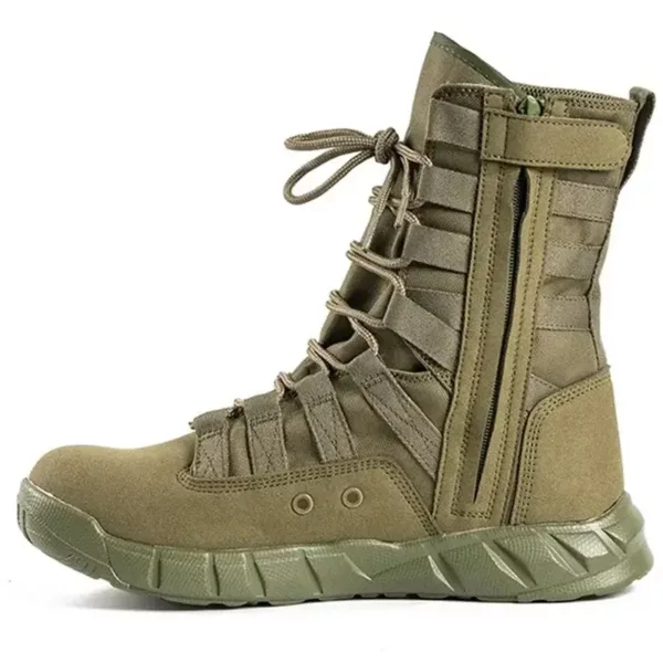 Bottes de combat tactiques homme – cuir respirant – vert militaire désert – Image 7