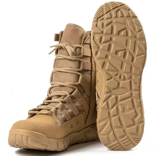 Bottes de combat tactiques homme – cuir respirant – vert militaire désert – Image 6