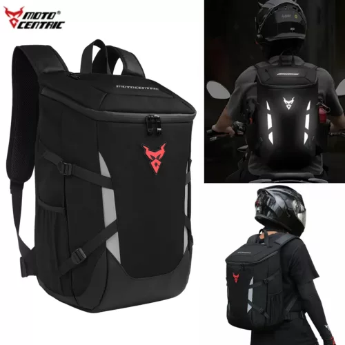 Sac à dos moto étanche avec support casque – réfléchissant et compartiment PC