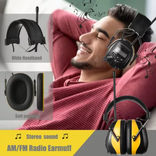 Casque anti-bruit électronique avec radio AM/FM – NRR 25dB – noir sécurité