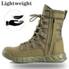 Bottes de combat tactiques homme – cuir respirant – vert militaire désert