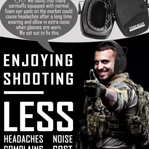 Casque anti-bruit électronique tactique pour chasse et tir – noir pliable