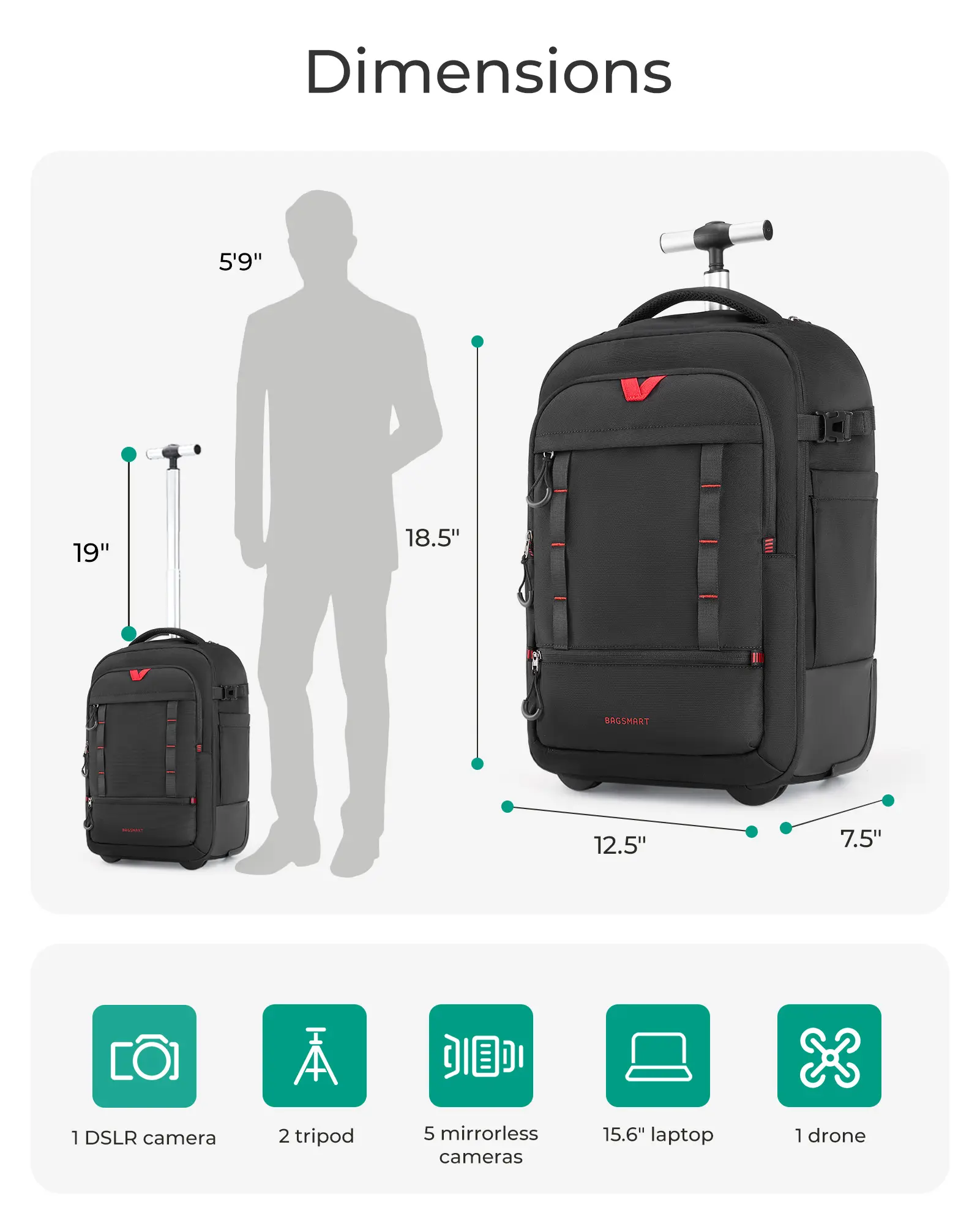 Sac à dos photo à roulettes pour reflex – compartiments modulables et laptop