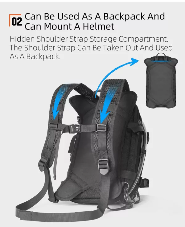 Sac de moto étanche multifonction avec système MOLLE et housse de pluie intégrée