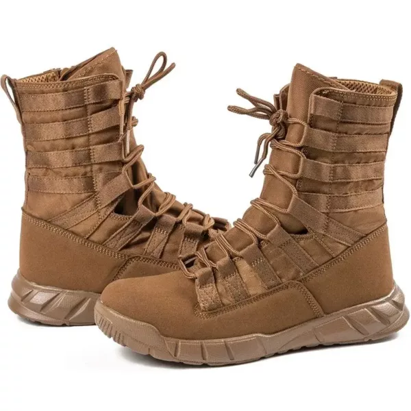 Bottes de combat tactiques homme – cuir respirant – vert militaire désert – Image 2