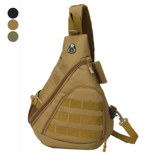 Sac bandoulière tactique compact en nylon résistant – noir polyvalent extérieur