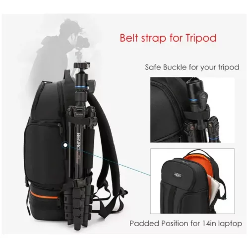 Sac à dos photo imperméable en tissu Oxford – grande capacité pour DSLR et PC