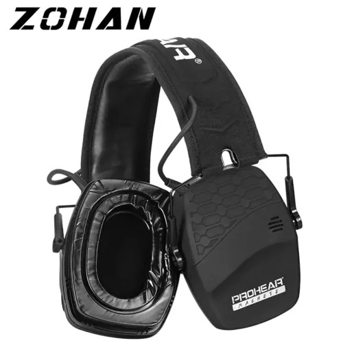 Casque anti-bruit électronique tactique pour chasse et tir – noir pliable