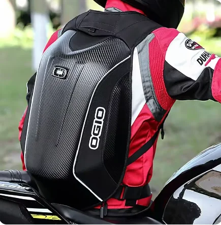 Sac à dos moto rigide imperméable en fibre de carbone – protège casque intégral