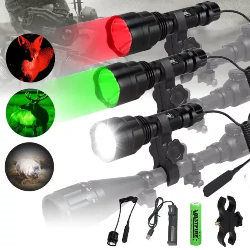 Lampe tactique LED 4000 lumens rechargeable – aluminium noir robuste C8