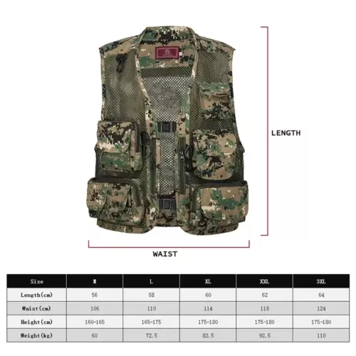 Alternative view of Gilet utilitaire été homme – multi-poches filet léger imperméable kaki ou gris