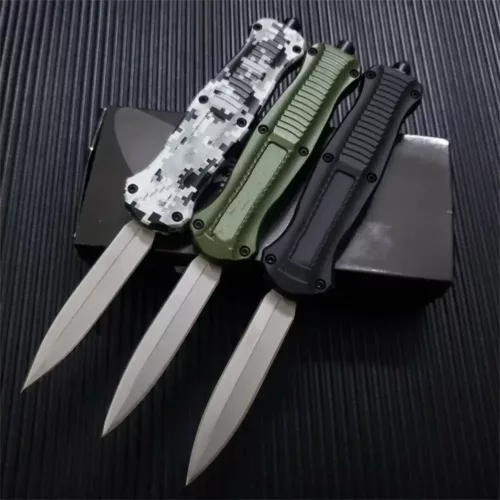 Alternative view of Couteau de chasse pliant tactique en acier inoxydable – manche bois brun