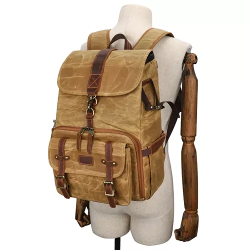 Sac à dos photo vintage étanche – compartiments DSLR, trépied et PC portable