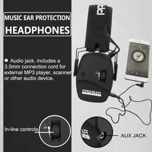 Casque anti-bruit électronique tactique pour chasse et tir – noir pliable