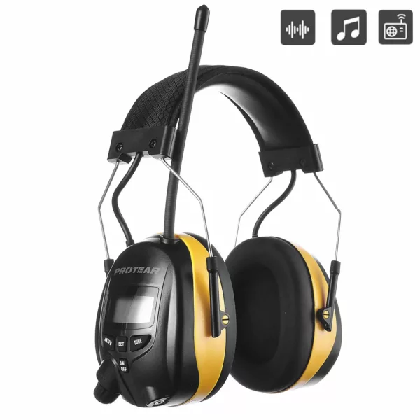 Casque anti-bruit électronique avec radio AM/FM – NRR 25dB – noir sécurité