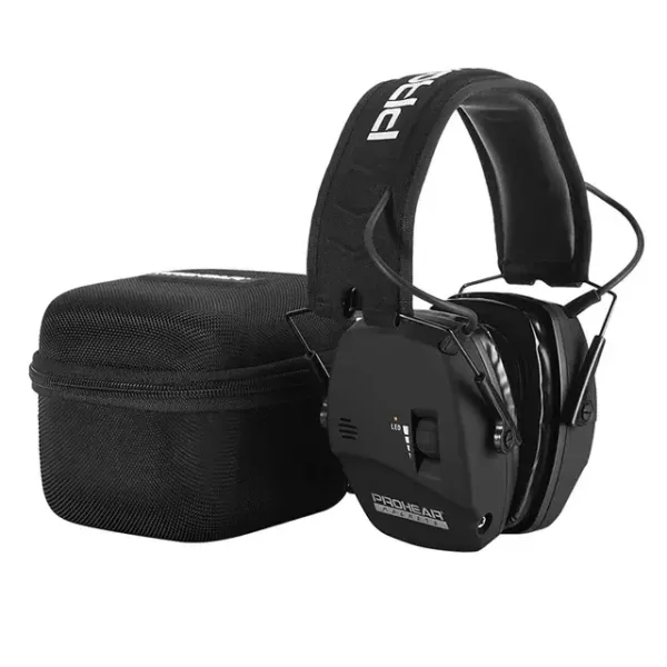 Casque anti-bruit électronique tactique pour chasse et tir – noir pliable