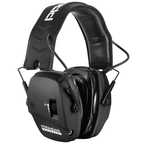 Casque anti-bruit électronique tactique pour chasse et tir – noir pliable
