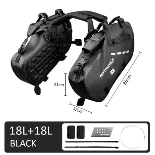 Sacoche latérale moto étanche en toile – universelle pour Honda, Yamaha, Kawasaki