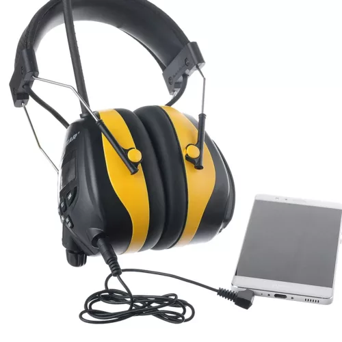 Casque anti-bruit électronique avec radio AM/FM – NRR 25dB – noir sécurité