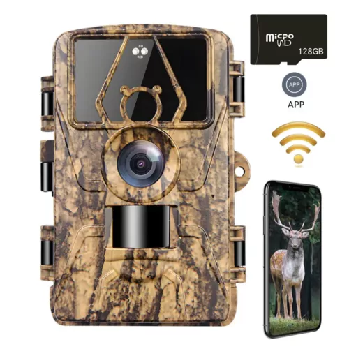 Caméra de chasse 8K étanche avec vision nocturne infrarouge et WiFi intégré