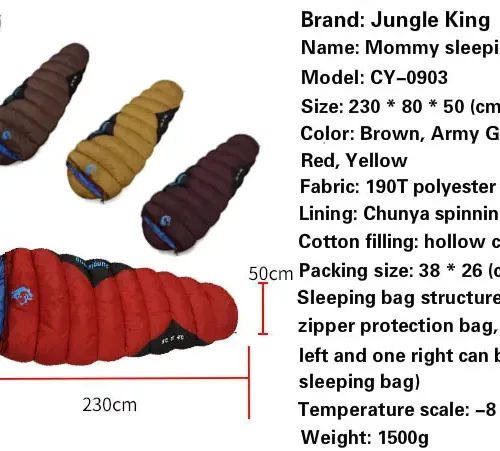 Sac de couchage grand froid imperméable en coton épais – bleu foncé -8 °C camping