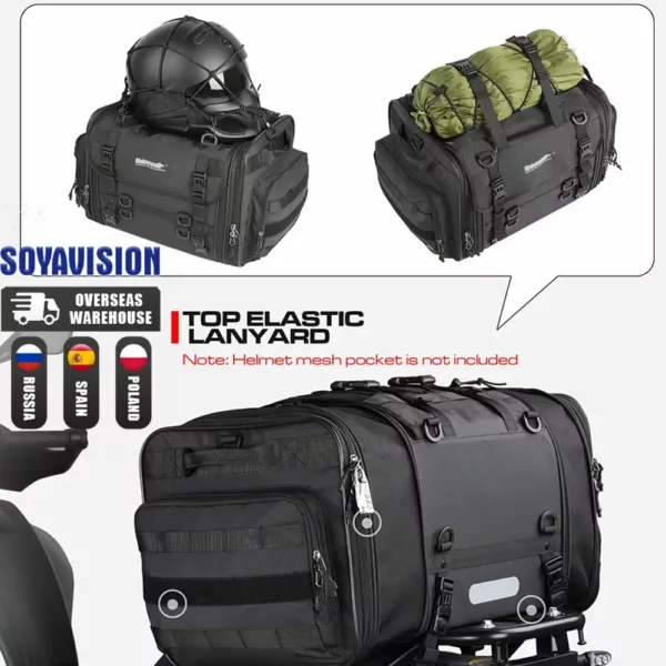 Sac de moto étanche arrière – sacoche selle imperméable extensible pour bagages