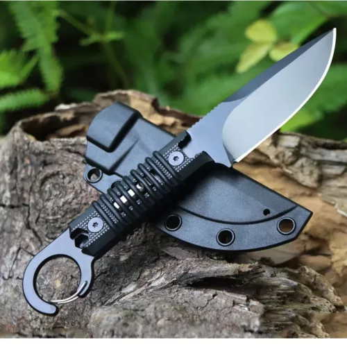 Couteau de chasse lame fixe en acier inoxydable – poignée bois – étui inclus