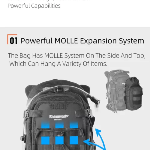 Sac de moto étanche multifonction avec système MOLLE et housse de pluie intégrée