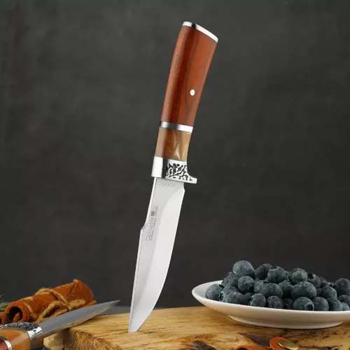 Couteau de chasse compact 4 pouces – lame forgée acier carbone, manche bois