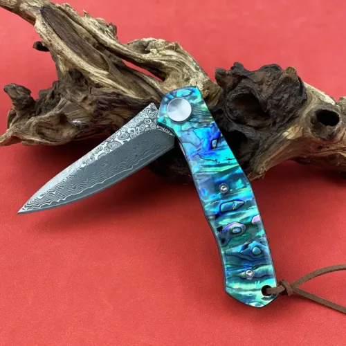 Couteau de chasse en acier damas VG10 – lame fixe tactique avec manche bois