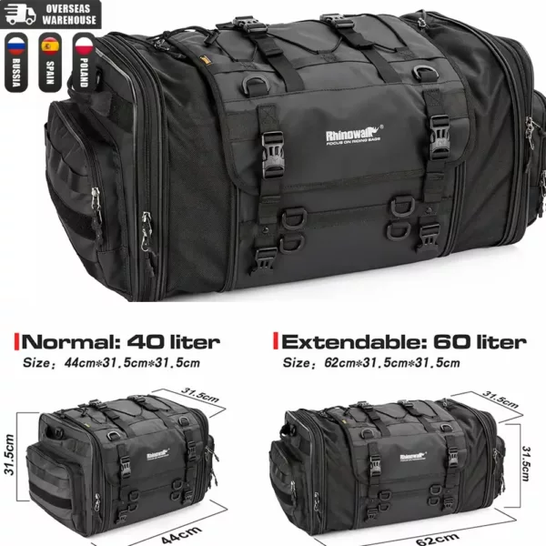Sac de moto étanche arrière – sacoche selle imperméable extensible pour bagages