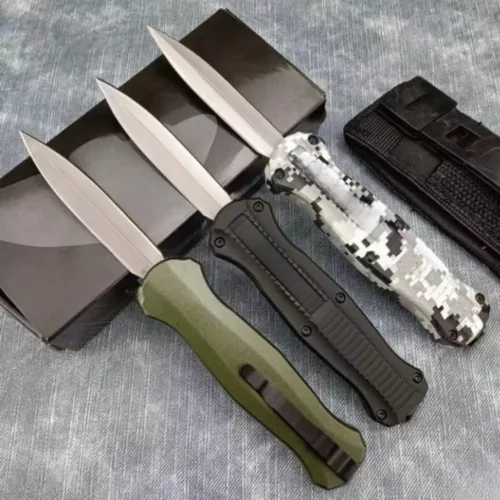 Couteau de chasse pliant tactique en acier inoxydable – manche bois brun