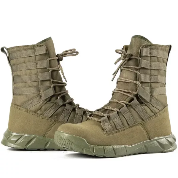 Bottes de combat tactiques homme – cuir respirant – vert militaire désert – Image 4