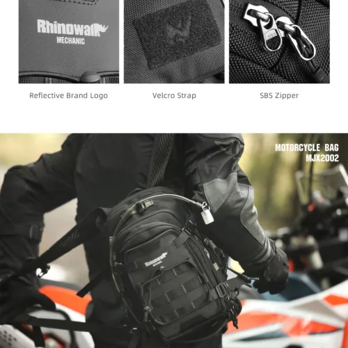 Sac de moto étanche multifonction avec système MOLLE et housse de pluie intégrée