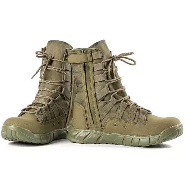 Bottes de combat tactiques homme – cuir respirant – vert militaire désert – Image 3