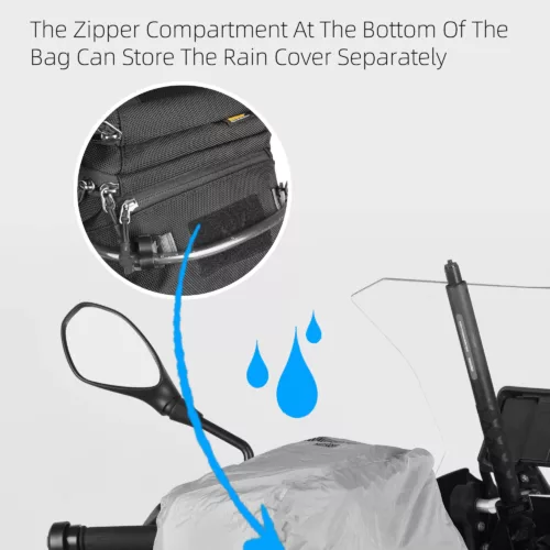 Sac de moto étanche multifonction avec système MOLLE et housse de pluie intégrée