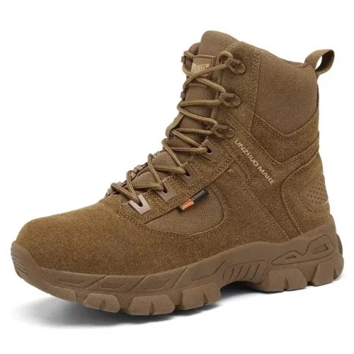 Alternative view of Bottes tactiques homme imperméables en cuir – cheville haute beige désert