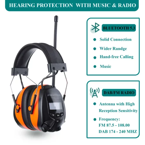 Casque antibruit Bluetooth avec radio DAB/FM – SNR 30dB rechargeable noir