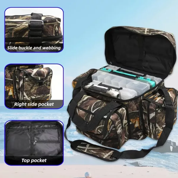 Sac de pêche pour homme grande capacité – motif camouflage et multiples poches