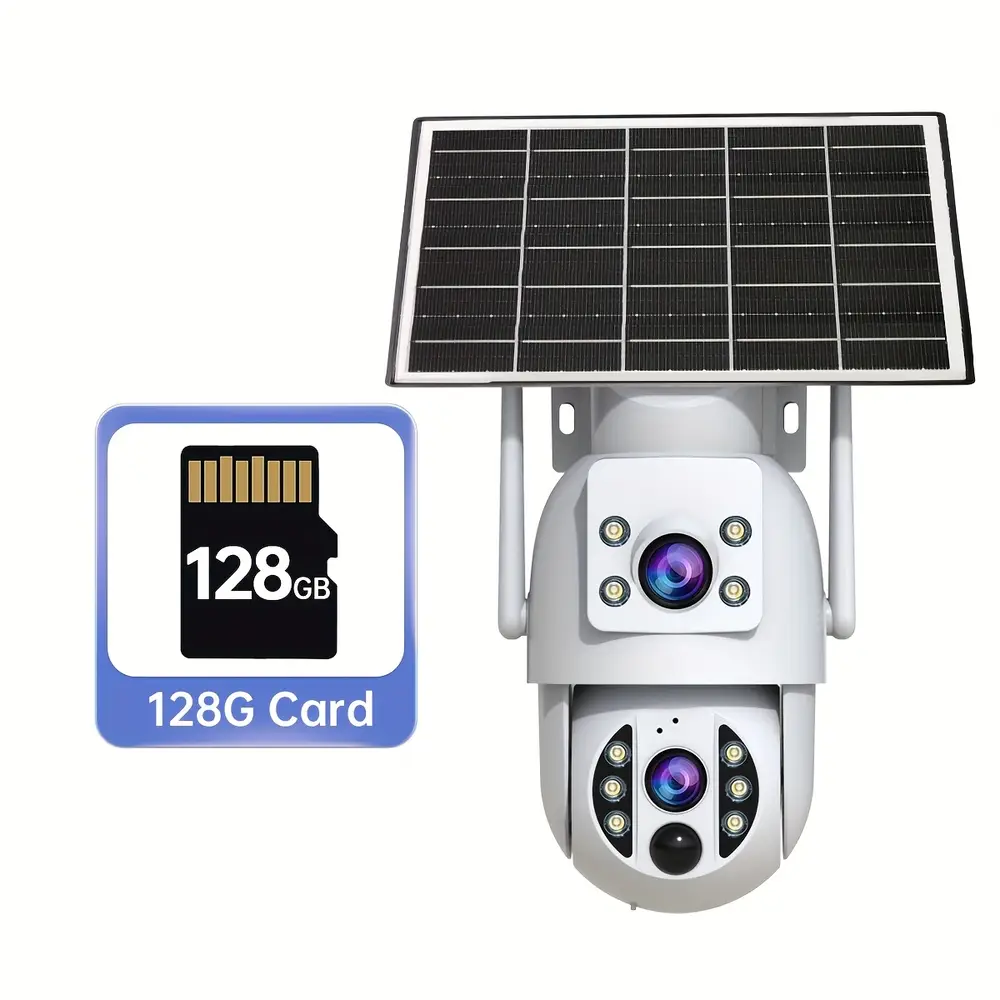 Caméra de sécurité extérieure solaire 1296P PTZ avec vision nocturne couleur