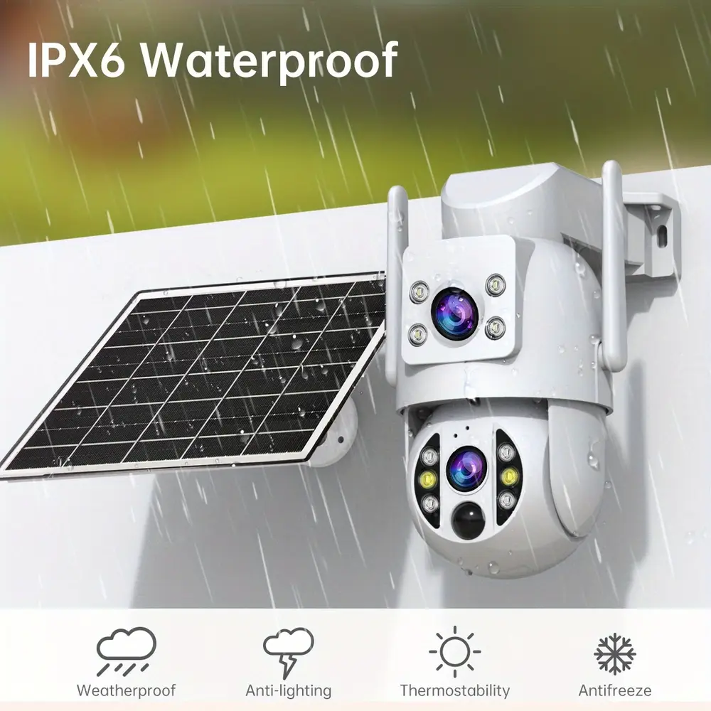 Caméra de sécurité extérieure solaire 1296P PTZ avec vision nocturne couleur