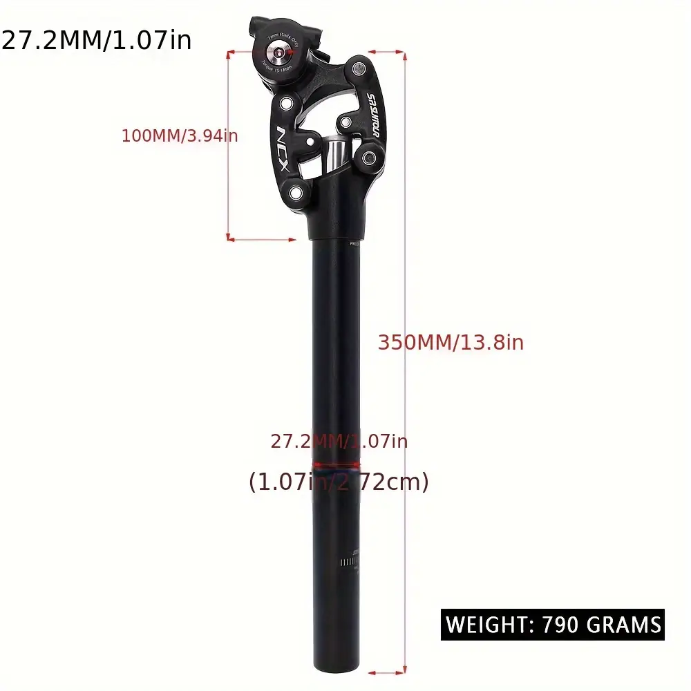 Tige de selle télescopique à suspension – réglage 3 positions pour VTT