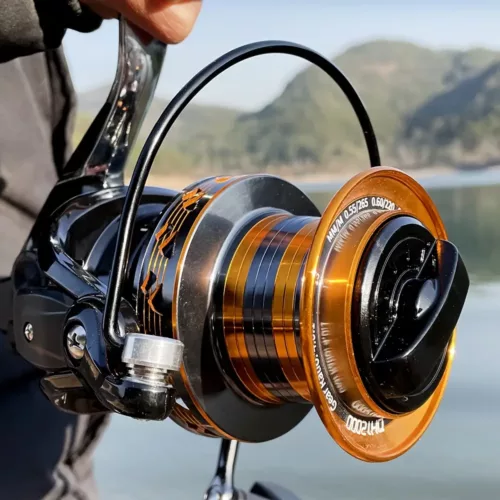 Moulinet de pêche à fil rotatif robuste – manivelle pliante et frein fluide