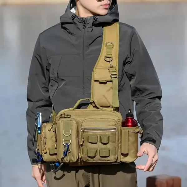 Sac à dos de pêche multifonction avec poches modulables et sangles Molle robustes