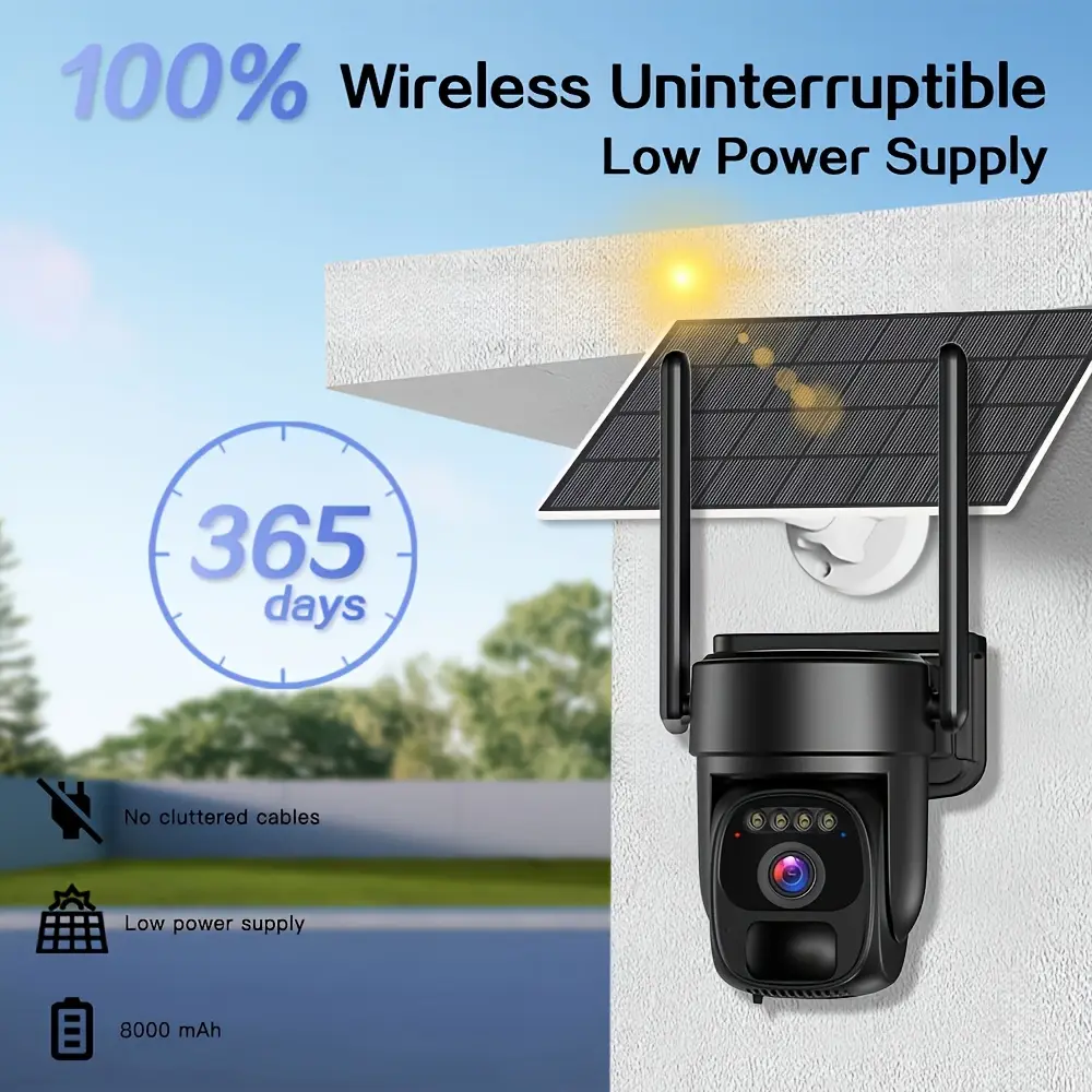 Caméra de surveillance extérieure solaire sans fil 1080P HD avec vision nocturne