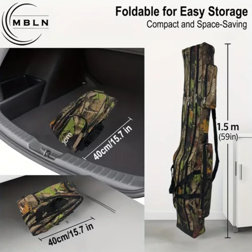 Sac canne à pêche triple compartiment camouflage jungle – rangement pratique