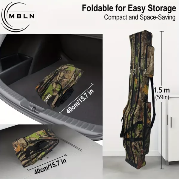 Sac canne à pêche triple compartiment camouflage jungle – rangement pratique