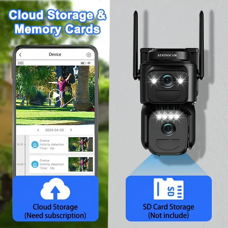 Caméra solaire WiFi 1080P avec zoom 10x, vision nocturne couleur et détection 360°