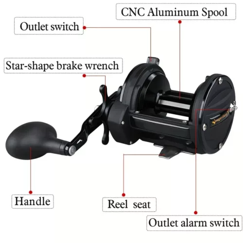 Moulinet de pêche ambidextre 6.0:1 en carbone – frein puissant 25 kg mer et bateau